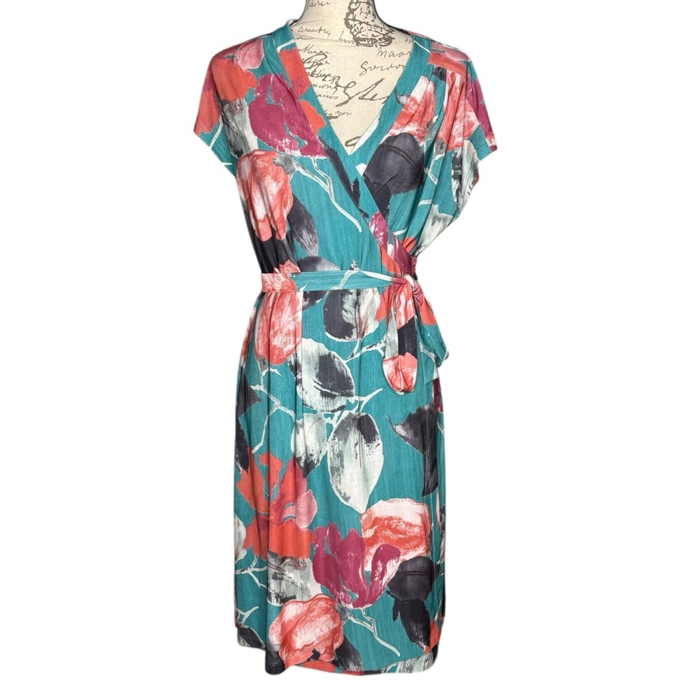 Komarov Alex and Ava Floral Wrap Dress Multicolor women’s size large semi formal